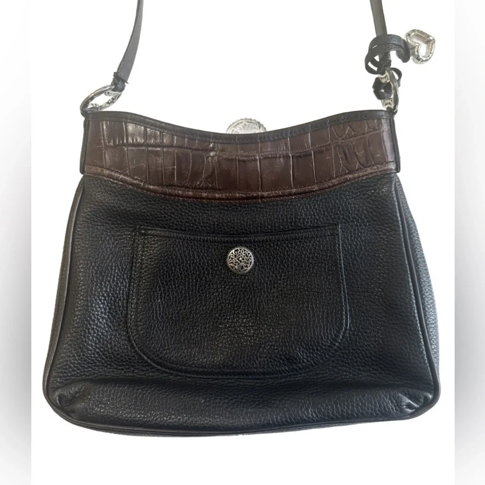Brighton Black and Brown Leather Shoulder Bag